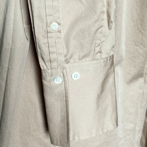 FRAME The Standard Long Sleeve Button Down Shirt In Cafe Au Lait Tan Small - Picture 6 of 9